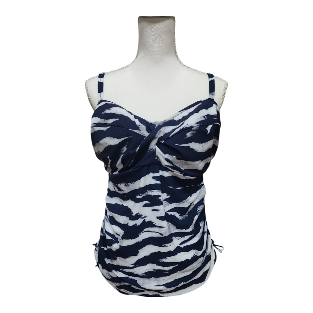 Fantasie Swim Lindos Blue White Gray Underwire Tankini TOP, 38DD - Picture 6 of 16
